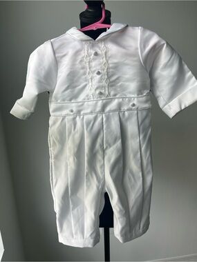 White Infant Sailor-Style One-Piece Footie